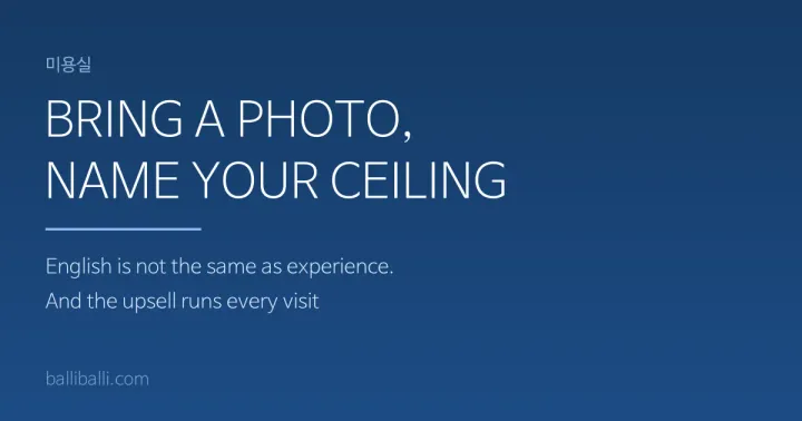 A dark navy card reading: bring a photo, name your ceiling